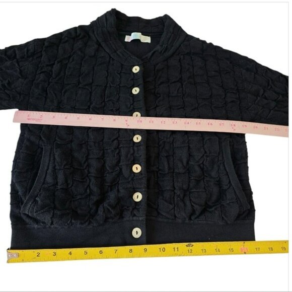 Free People Beach Women’s Cardigan Top Size Small Black Textured Cork Buttons - Picture 7 of 13